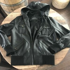 The Leather Factory Black Hooded Streetwear Jacket XL